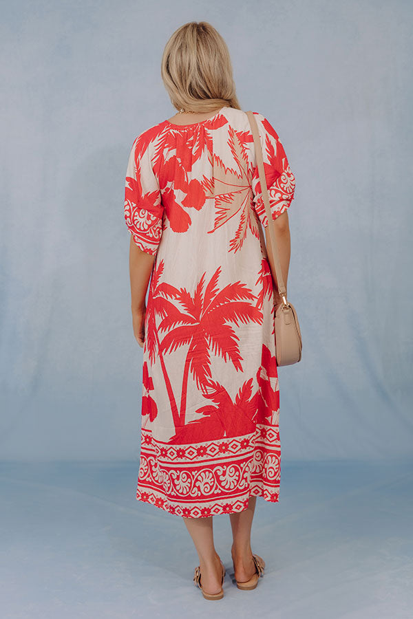 Oasis Escape Midi Dress in Red Image - 3