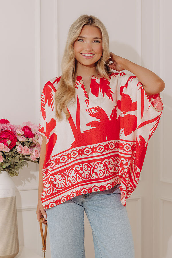 Oasis Escape Oversized Top in Red Image - 1