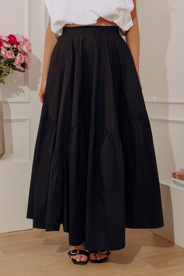 The Giselle High Waist Asymmetrical Tiered Maxi Skirt Image - 3