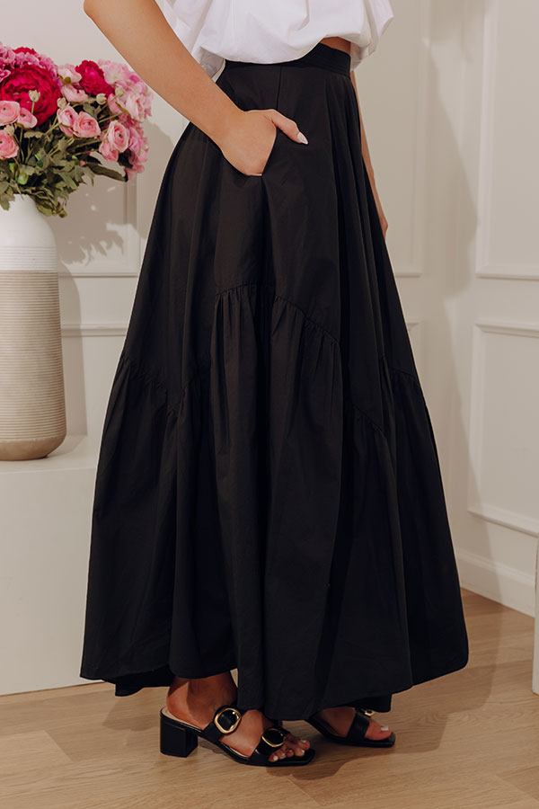 The Giselle High Waist Asymmetrical Tiered Maxi Skirt Image - 4