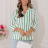 Country Club Moment Stripe Top in Green Image - 1