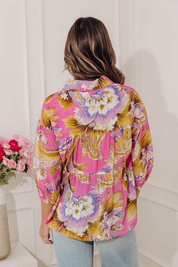 Sweet Moments Floral Babydoll Top in Bubblegum Pink Image - 4