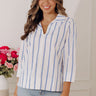 Country Club Moment Stripe Top in Blue Image - 1