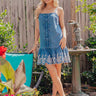 Positano Party Embroidered Denim Mini Dress Image - 1