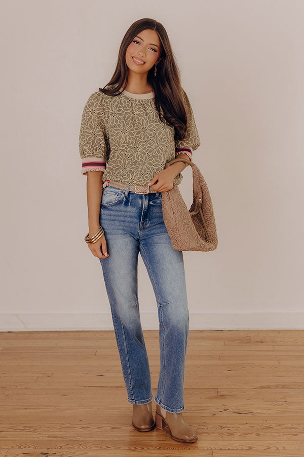 RISEN Kristy High Waist Straight Leg Jean in Medium Wash