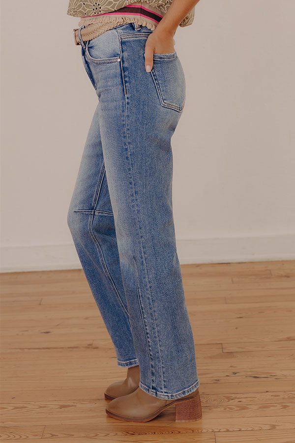 RISEN Kristy High Waist Straight Leg Jean in Medium Wash Image - 4