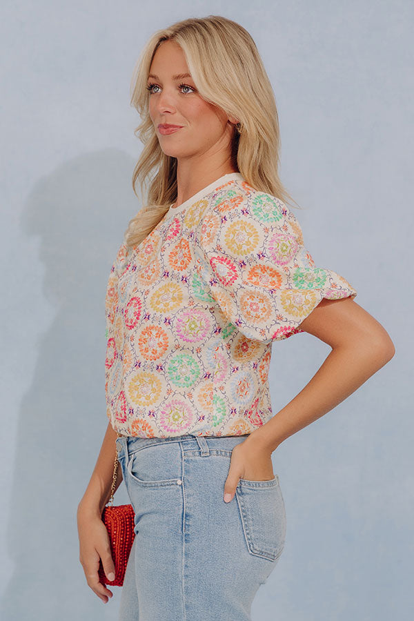 Mosaic of Style Floral Embroidered Top Image - 2