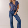 Femme Fatale Satin Lace Trim Top in Riverside Image - 1
