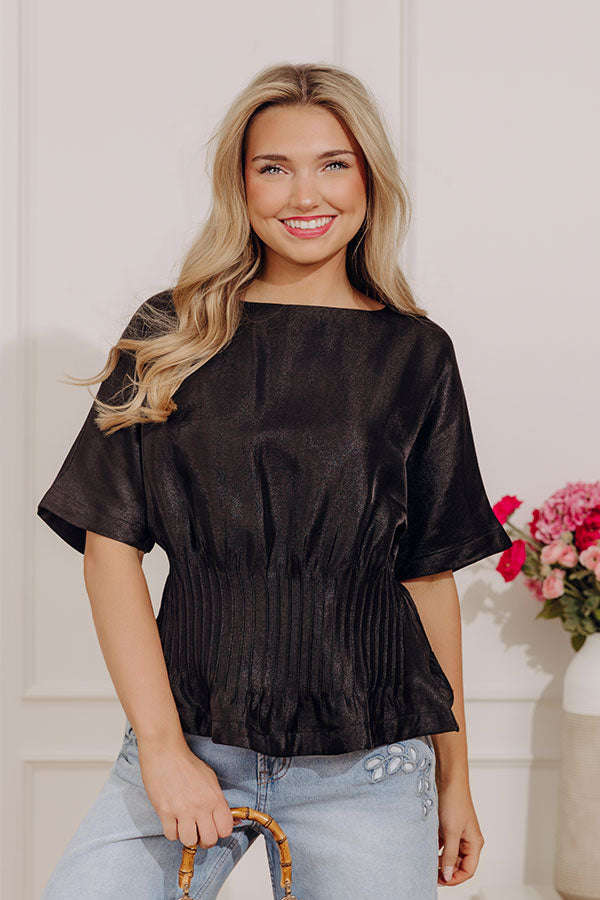 Elite Elegance Pleated Top in Black Image - 2