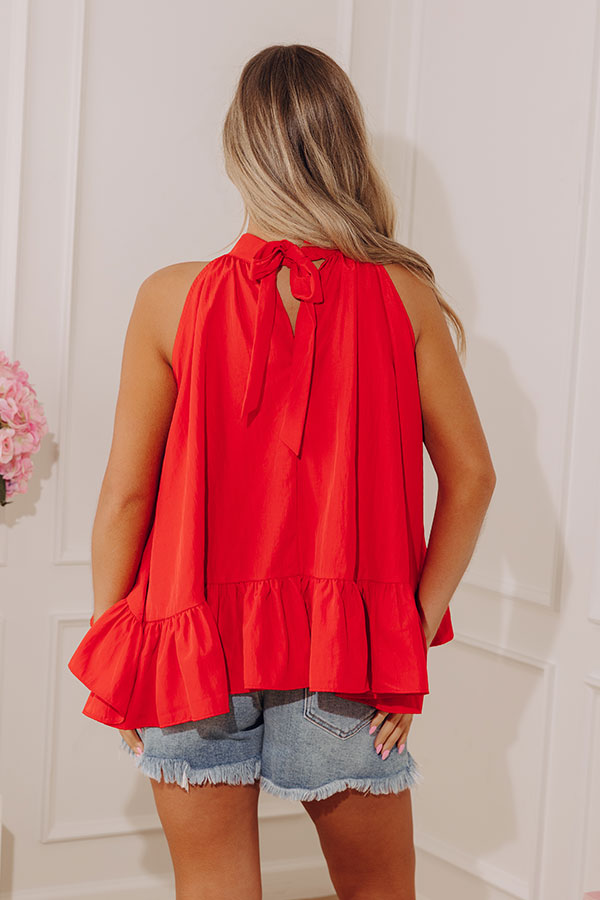 For The Frills Ruffle Top in Red Image - 5