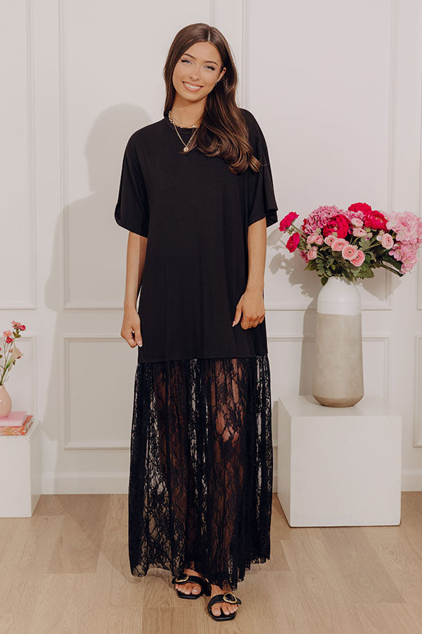 Paris After Midnight Mixed Media Lace Maxi Dress Image - 5