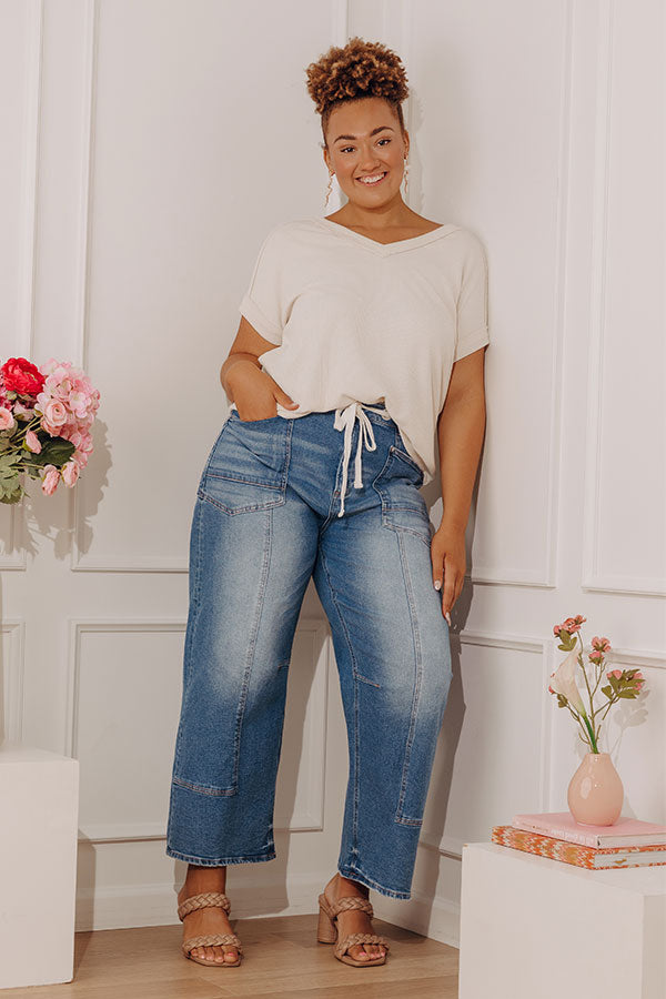 RISEN Calvin Midrise Barrel Leg Jean Curves