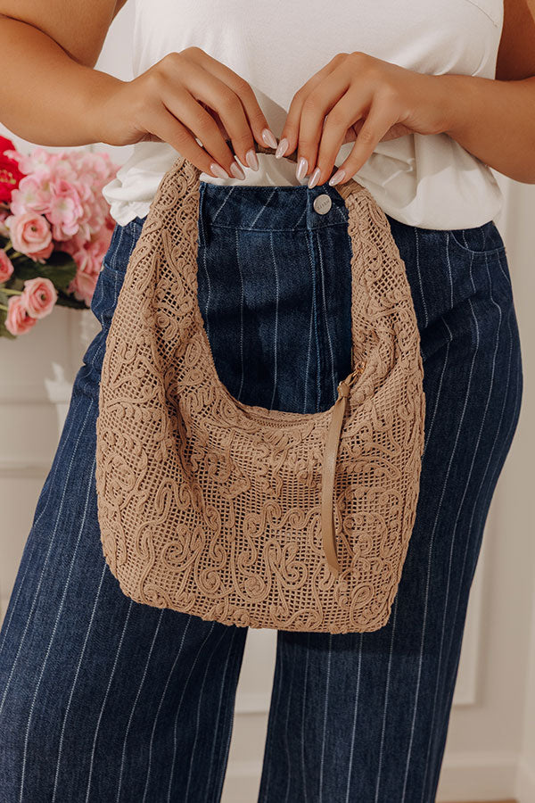 Micah Lace Hobo Bag in Taupe Image - 1