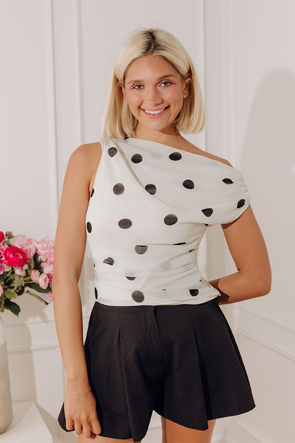 Champagne Toast Asymmetrical Ruched Top in Ivory Image - 1