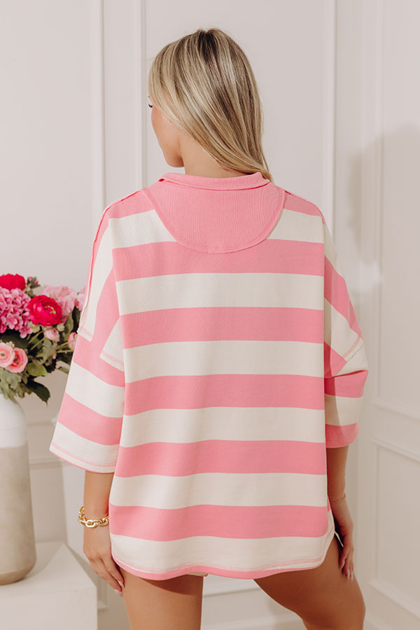 Playful Charm Quarter Zip Stripe Terry Top Image - 5