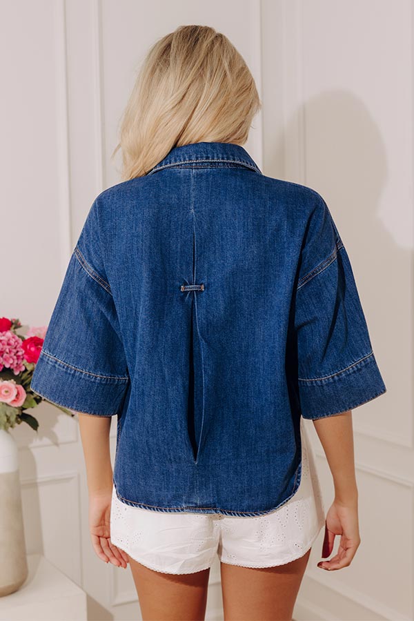 Cosmos at the Beach House Denim Top Image - 3