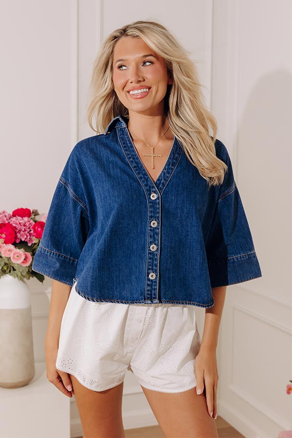 Cosmos at the Beach House Denim Top