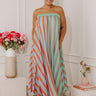 Playful Personality Color Block Stripe Maxi Dress in Seaglass Curves Image - 1