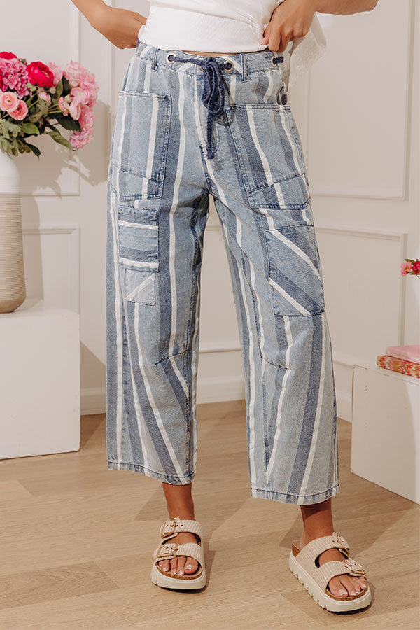 The Odelia Midrise Stripe Barrel Leg Jean