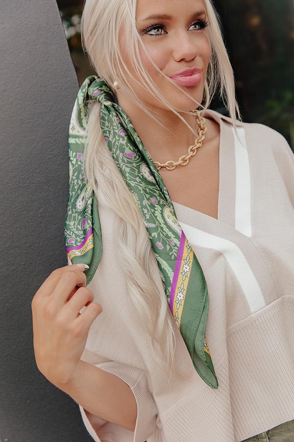 Vacay Ready Floral Satin Hair Scarf Image - 1