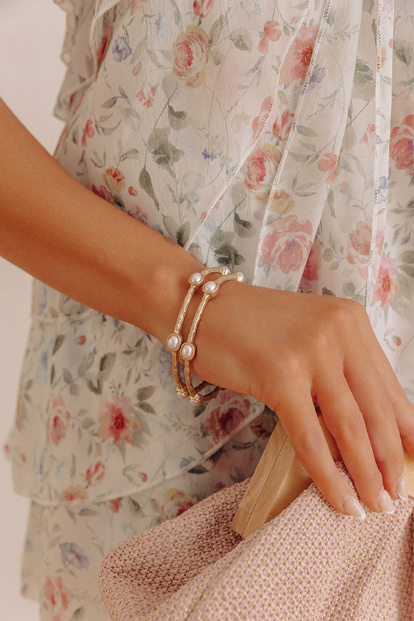Amalfi Muse Bangle Bracelet Set in Pearl Image - 1