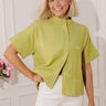 Modern Muse Button Down Top in Lime Punch Image - 1