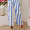The Sabine High Waist Stripe Wide Leg Pants in Light Blue Image - 1