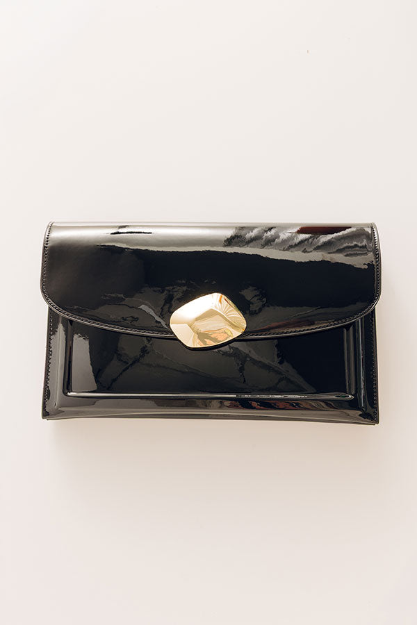 Evening Out Patent Clutch in Black Image - 2