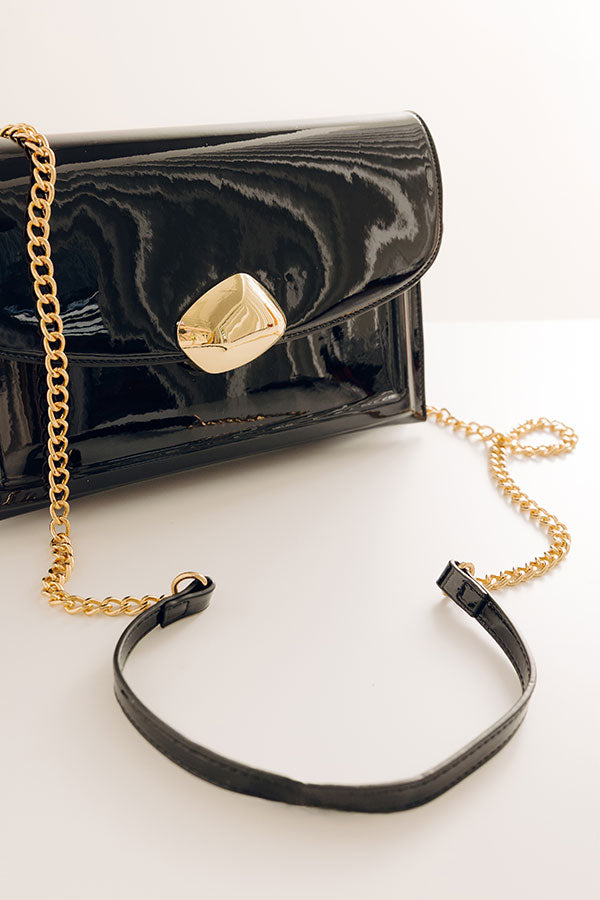 Evening Out Patent Clutch in Black Image - 3