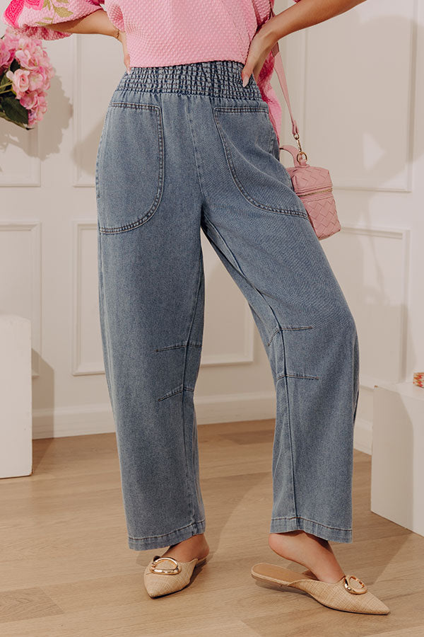 The Solenne High Waist Chambray Barrel Leg Pants