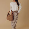 The Callie High Waist Checkered Barrel Leg Pants in Mocha Image - 1