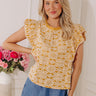 Positano Muse Floral Embroidered Top in Mustard Image - 1