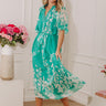 Whispering Blooms Midi Dress in Jade Image - 1