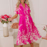Whispering Blooms Midi Dress in Hot Pink Image - 1