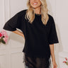 Times Square Chic Asymmetrical Lace Trim Top in Black Image - 1