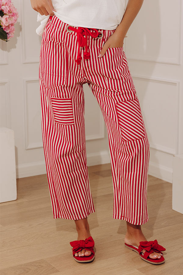 The Sylvie Midrise Stripe Barrel Leg Jean