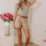 The Theodora High Waist Shorts in Khaki Image - 1