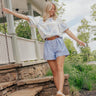 The Theodora High Waist Shorts in Light Blue Image - 1
