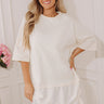 Times Square Chic Asymmetrical Lace Trim Top in French Vanilla Image - 1