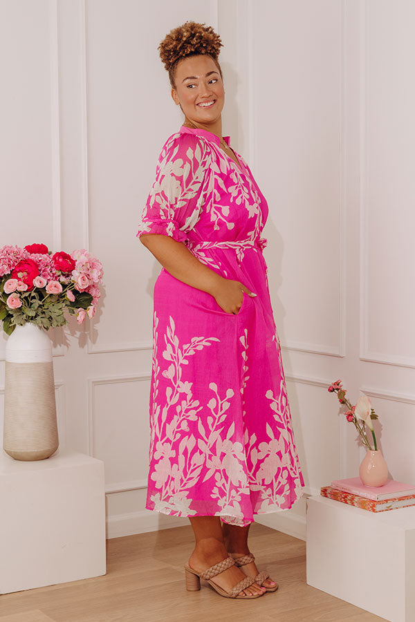 Whispering Blooms Midi Dress in Hot Pink Curves Image - 3
