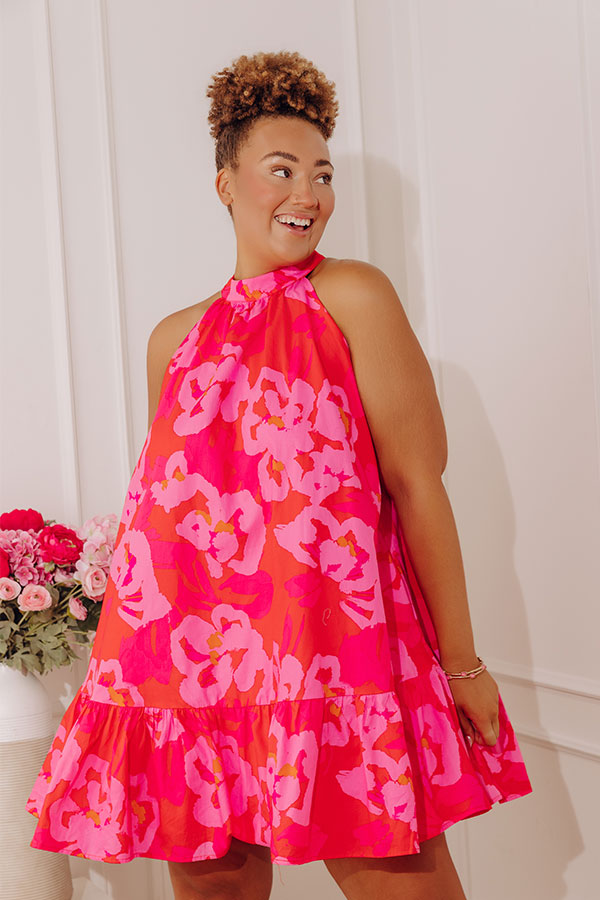 Gardenia Gorgeous Floral Mini Dress in Red Curves Image - 2