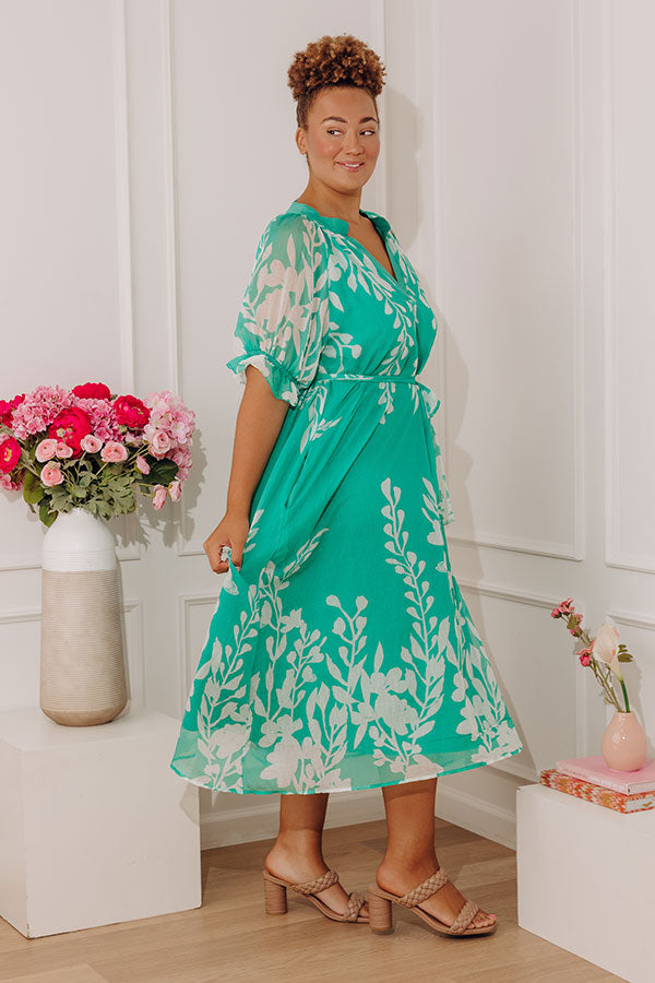 Whispering Blooms Midi Dress in Jade Curves Image - 3
