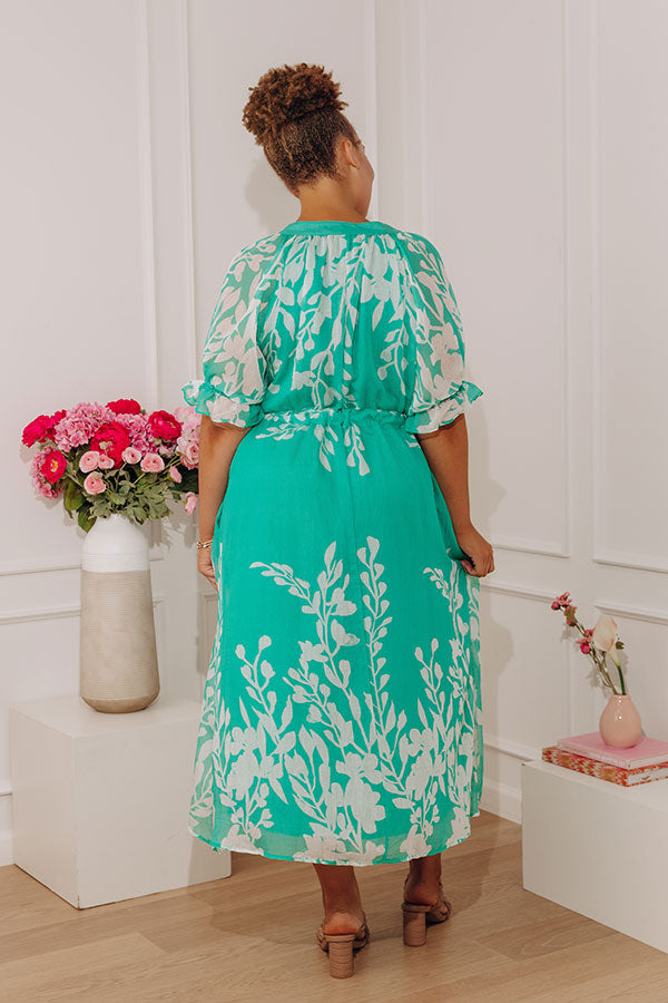 Whispering Blooms Midi Dress in Jade Curves Image - 5