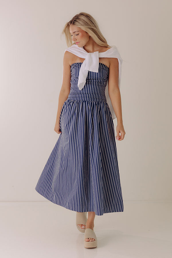 Everyday Classic Stripe Midi Dress in Navy