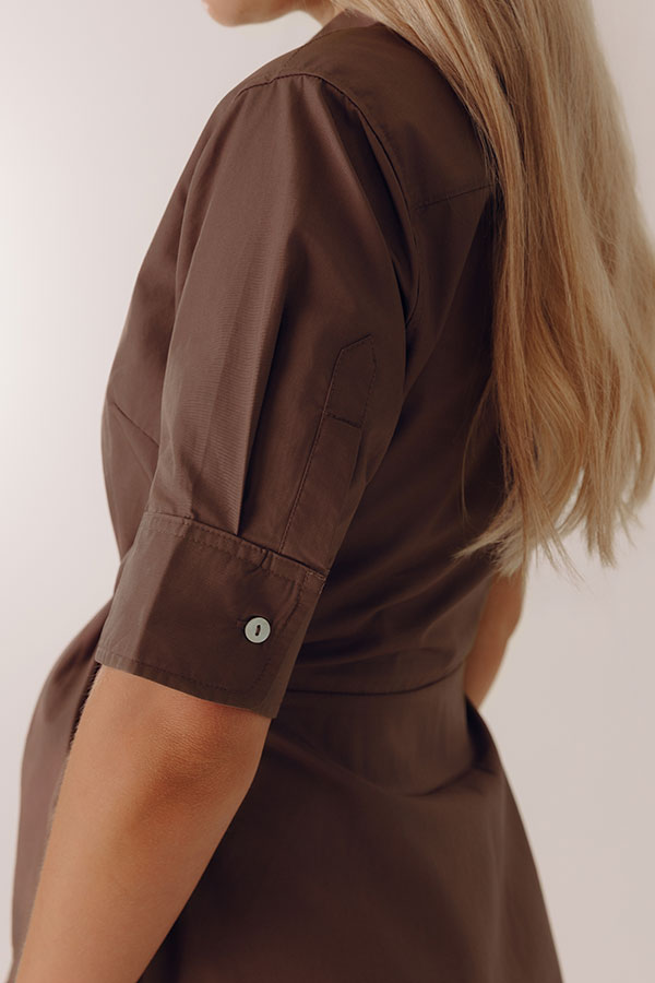 Casual Moments Front Tie Mini Dress in Brown Image - 5