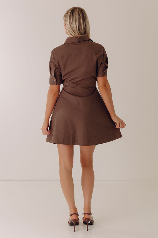 Casual Moments Front Tie Mini Dress in Brown Image - 4