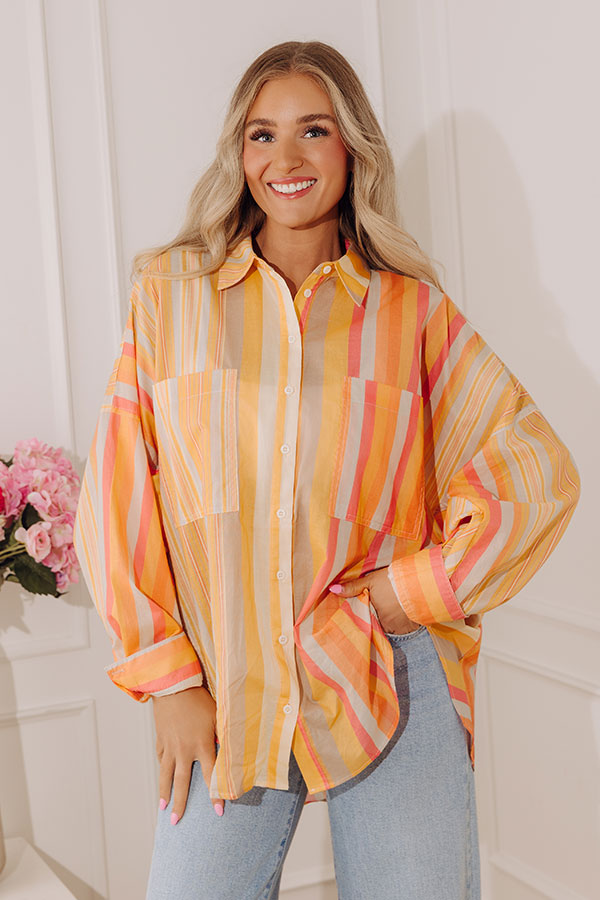 Sherbet Skies Stripe Button Up Top Image - 2