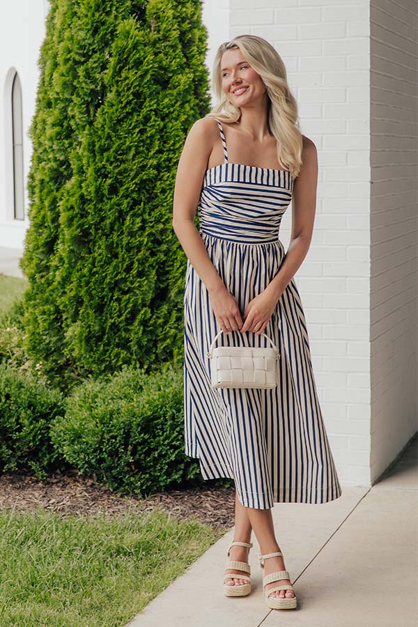 Nantucket Nights Stripe Midi Dress Image - 4