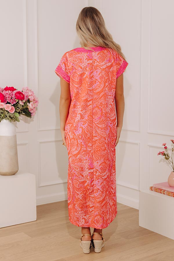 Sunset Society Paisley Caftan Midi Dress Image - 5