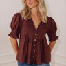 Uptown Darling Button Down Top in Plum Image - 1